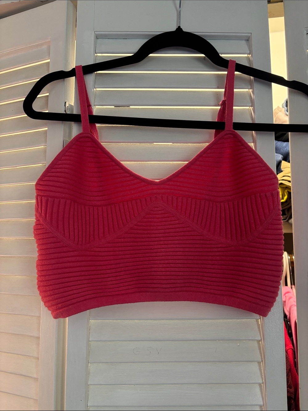 Aerie Women's Ribbed Pink Cropped Tank Top